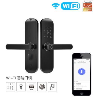 Wifi Tuya khóa cửa chống trộm nhà thông minh mở khóa nhiều vân tay chạy bằng pin ứng dụng bảo mật khóa cửa điều khiển từ xa