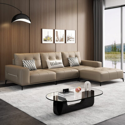 Phong cách Ý tối giản sofa da phòng khách đơn giản hiện đại trường kỷ dài sofa góc kết hợp đẹp sang trọng lưới mèo đỏ sofa da xước