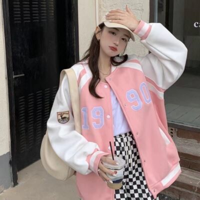 Dày Phiên Bản Chất Lượng Cao Mỹ Retro Đại Học Phong Cách Đồng Phục Bóng Chày Mùa Thu Nữ Phù Hợp Với Rừng Áo Khoác Áo Khoác Cardigan