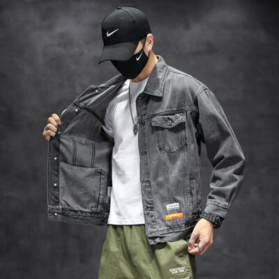 Áo Khoác Denim Nam Xuân Thu Triều Thương Hiệu Hàng Đầu Rời Cổ Âu Mỹ Đường Phố Xu Hướng Áo Khoác Học Sinh Quần Áo Denim