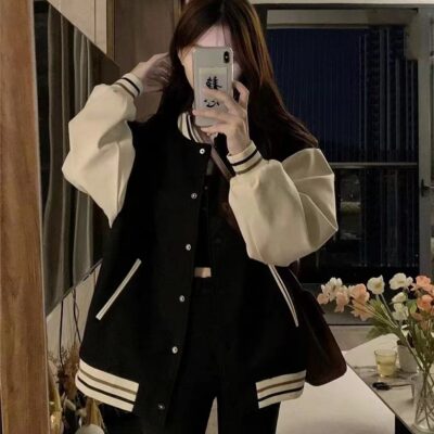 Mỹ Retro Áo khoác bóng chày nữ mùa xuân hè 2023 phần mỏng phù hợp với áo khoác cardigan dáng rộng áo khoác thời trang nữ