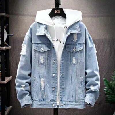 Mùa xuân và mùa thu mới áo khoác denim nam rách đã giặt phong cách Hàn Quốc hợp thời trang áo khoác nam đẹp trai dáng rộng