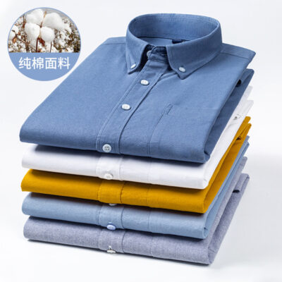 Mùa Xuân Năm 2023 Mới Đã Giặt Cotton Oxford Áo Sơ Mi Nam Dài Tay Cổ Tất Cả Trận Đấu Áo Sơ Mi Công Sở