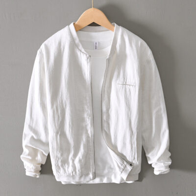 L951 Retro Cổ Gai Áo Khoác Nam Bóng Chày Rời Áo Khoác Nam Thanh Niên Nam Thu Đông Vải Lanh Cotton Cao Cấp nam