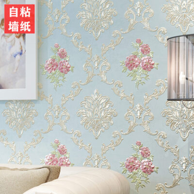 Giấy Dán Tường Dán Vải Không Dệt 3D Châu Âu Mục Vụ Phòng Ngủ Giấy Dán Tường Tự Dán Nhà Tivi Phòng Khách Nền Đổi Mới Dán Tường