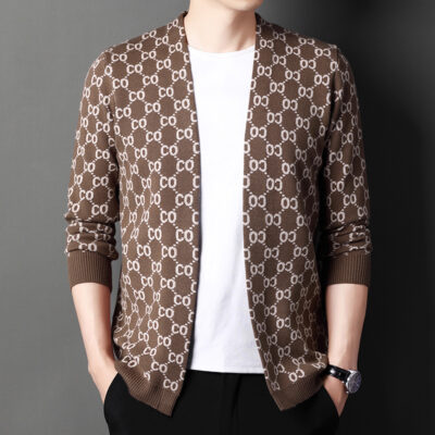 Áo khoác dệt kim mùa thu sản phẩm mới áo khoác nam dài trung bình mỏng hàng đầu phiên bản Hàn Quốc mỏng đẹp trai áo len cardigan