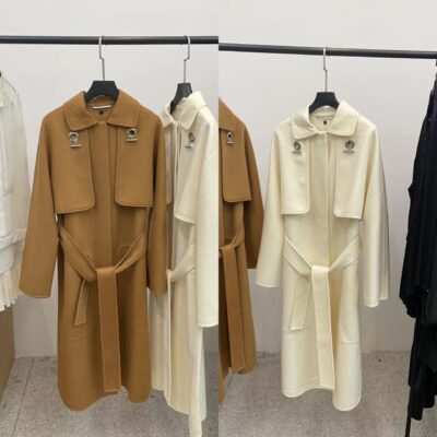 Ve áo hai mảnh chữ H đuôi đơn có thể được thắt lại Áo khoác cashmere nguyên chất