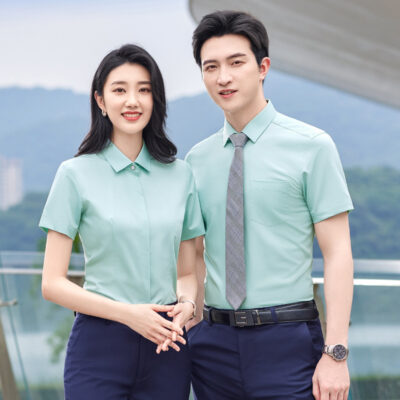 Ve áo phù hợp với kinh doanh áo sơ mi công sở unisex đàn hồi sợi tre yếm áo sơ mi ngắn tay