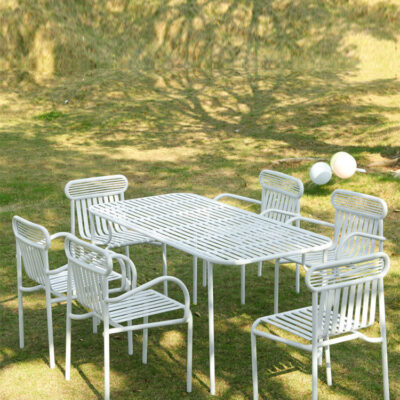 Bộ bàn ghế ngoài trời bằng thép tối giản hiện đại kết hợp biệt thự sân vườn giải trí cafe quán trà sữa bộ bàn ghế