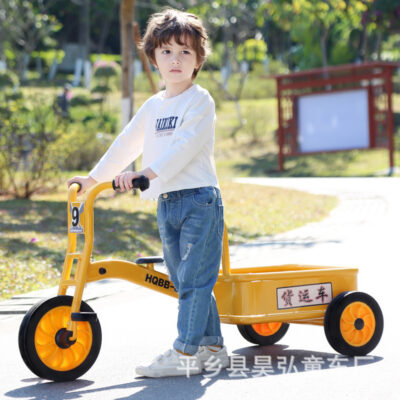 Mẫu giáo mầm non giáo dục trẻ em ba bánh xe đạp song song vận chuyển hàng hóa xô xe giáo dục mầm non xe đẩy đồ chơi ngoài trời