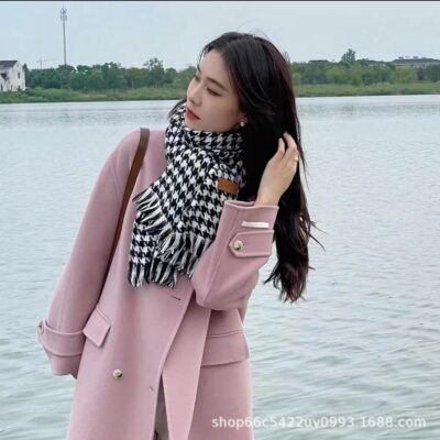 Có thể chụp [loạt màu] áo khoác len cashmere hai mặt thu đông nữ dáng rộng phong cách hàn quốc áo khoác len cao cấp