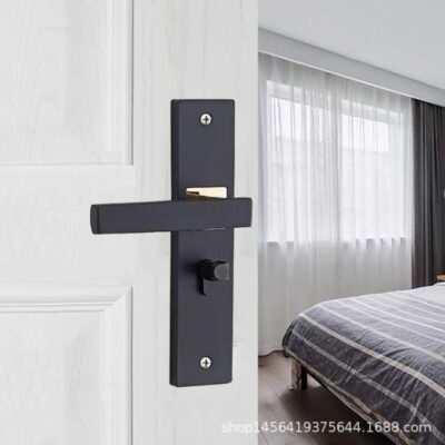 Gubaijia Hợp Kim Nhôm Khóa cửa Phòng Ngủ Cửa Tay Cầm Màu Đen cách âm Khóa cửa Phòng Nhà Sản Xuất Bán Buôn Khóa cửa Gỗ Trong Nhà
