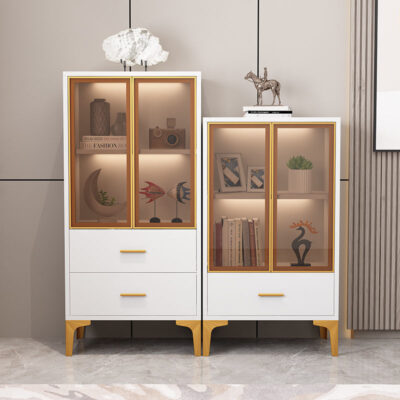 Gỗ Tủ Tủ Lạnh Sang Trọng Cửa Kính Phòng Khách Khóa Phong Cách Bắc Âu Tủ Trưng Bày Tủ Trà Bảo Quản Khóa