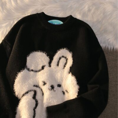 Phụ kiện quần áo thỏ YWOT mùa thu và mùa đông mới đổ xô áo len chui đầu lười biếng gió phù hợp với cặp đôi áo len thủy triều