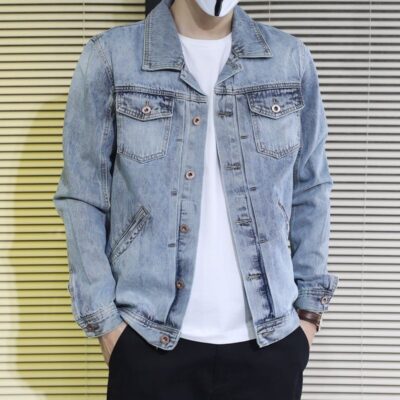 Áo khoác denim nam mùa thu thương hiệu thời trang mới 2023 ve áo xu hướng phong cách Hàn Quốc mùa xuân và mùa thu áo khoác nam áo khoác ngoài