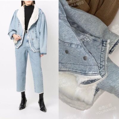 [Kuiqing 240] Trân trọng hàng đầu LÀ nước giặt sang trọng cộng với áo khoác denim nữ ấm áp nhung