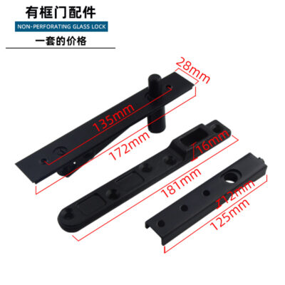 Bán buôn cửa kính titan rắn cửa sàn lò xo phụ kiện màu đen clip cửa kính cường lực không khung clip dưới clip một từ