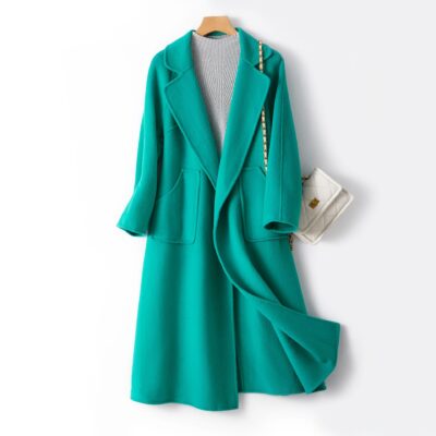 Áo khoác nữ Barbie hai mặt cashmere nguyên chất làm thủ công áo khoác dài len nữ một mảnh thay mặt cho 11048