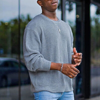 Áo Len Nam Ngoại Thương xuất khẩu Thu Đông 2023 Áo Len Nam Cổ Tròn Hàng Dệt Kim Nam Áo Len