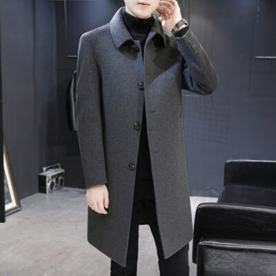Áo khoác cashmere 2 mặt nam dày vừa mùa đông mới thanh niên Anh áo khoác len len thường