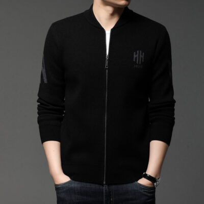 2021 mới đồng phục bóng chày áo khoác nam mùa xuân và mùa thu giản dị cho người trung niên và thanh niên áo len dệt kim áo len nam in hình hợp thời trang giao hàng tận nơi