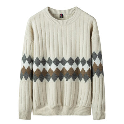 Nguồn sỉ xưởng sản xuất xuyên biên giới thu đông mới áo len chui đầu dài tay thời trang áo len cá tính đường kẻ đơn giản