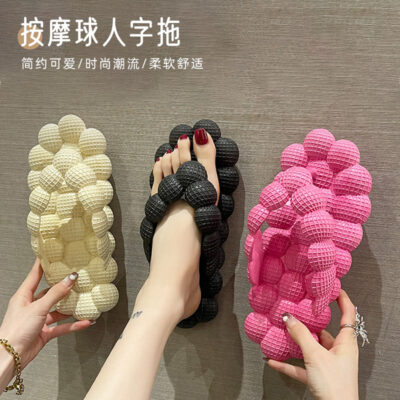 2023 Mới Bóng Massage Dép Xỏ Ngón Thời Trang Hàn Quốc Trong Nhà Và Ngoài Trời Đế Bằng Và Dép Bán Buôn