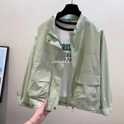 Cổ áo đứng dụng cụ phong cách thời trang thích hợp chống nắng thoáng khí quần áo chống nắng mùa xuân và mùa hè 2023 áo khoác mới giản dị áo khoác mỏng nữ