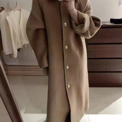 Spot~Áo khoác len khóa vàng đơn giản retro urbainc_30 phong cách retro mới của Hàn Quốc~