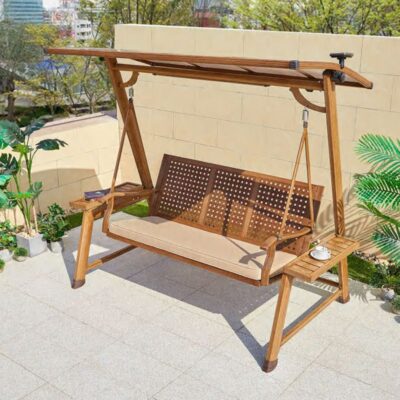 Sân ngoài trời chống nước nhà nhiều người xích đu sân vườn ngoài trời ghế bập bênh biệt thự sân nhỏ lưới đôi ghế treo màu đỏ