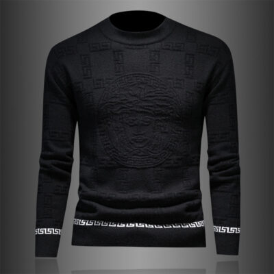 Nhà Ga Châu Âu Mùa Đông 2023 Mới Áo Len Nam Dày Nửa Áo Len Cao Cổ Áo Len Dệt Kim Áo Len Dạ Nỉ Xu Hướng