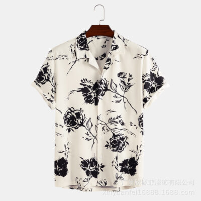 eBay Áo sơ mi nam ngắn tay mới Amazon Wish Áo sơ mi đi biển bán chạy nhất Áo sơ mi nam Hawaii in hình