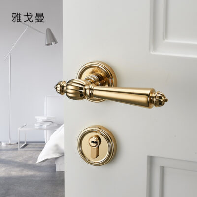 Bán buôn Khóa cửa vàng trong nhà Khóa cửa gỗ kiểu Mỹ kiểu Pháp Khóa cửa phòng ngủ khóa từ không ồn có chia Khóa cửa