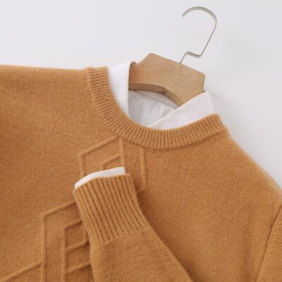 Mùa Thu Đông Áo Len Cổ Tròn Áo Len Nam Dáng Rộng Size Lớn Thường Dày Thanh Niên Nam Đáy Áo Len