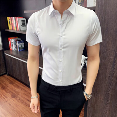 Áo sơ mi nam ngắn tay dáng ôm giản dị phong cách Hàn Quốc mùa hè phần mỏng đẹp trai không ủi áo sơ mi nửa tay CS56-P28