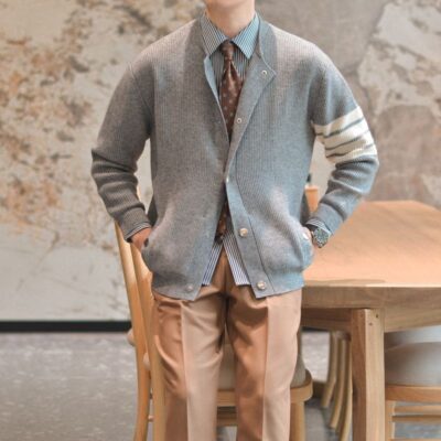 Mùa Thu Đông Mới Áo Khoác Len Ve Áo 2022 Dáng Rộng Hàn Quốc Cổ Bóng Chày Túi Đôi Áo Khoác Cardigan Dệt Kim