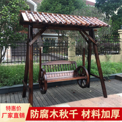 Lưới đỏ xích đu ngoài trời bằng gỗ xích đu bằng gỗ nho giá đôi vườn nhà vườn vọng lâu xích đu phụ kiện ghế ngồi