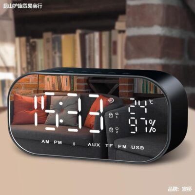 Loa đồng hồ báo thức bluetooth không dây có radio tích hợp âm thanh nhỏ có thể cắm vào gương USB loa siêu trầm USB tại nhà