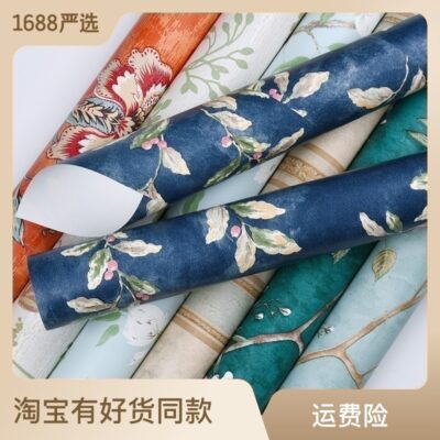 Giấy dán tường không dệt tự dính hoa lớn kiểu Mỹ cổ điển 3D ba chiều mục vụ hoa phòng ngủ phòng khách TV nền tường giấy dán tường