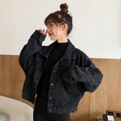 Mùa xuân mới phiên bản Hàn Quốc áo khoác denim dáng rộng phù hợp với tất cả các nữ sinh áo khoác mỏng dài tay áo khoác ngắn hàng đầu