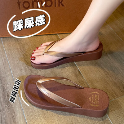 Dép Xỏ Ngón Nữ Dép Xỏ Ngón Nhà Tắm Tắm Đi Biển Nêm Đáy Dày Màu Dép Đi Trong Nhà Nữ