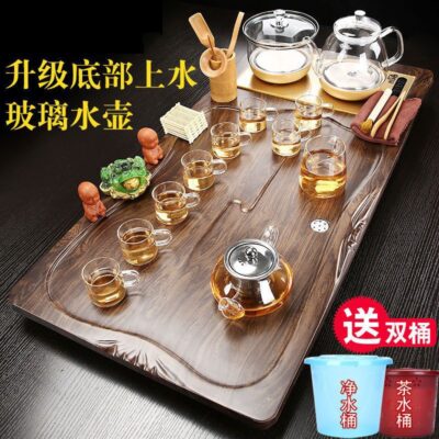 Hoàn toàn tự động Khay trà khay trà bộ ấm trà hộ gia đình Bộ bàn trà gỗ chắc chắn trà văn phòng cảm ứng