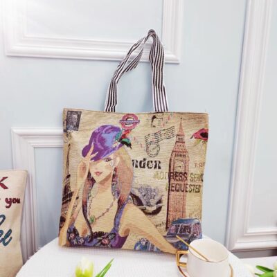 Thương Mại Nước Ngoài Túi Đeo Vai Hoạt Hình Thời Trang Túi Vải Mua Sắm Phong Cách Dân Tộc Túi Nữ Mới Matai Cung Cấp Túi Tote Dung Tích Lớn