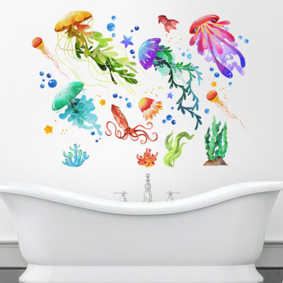 Mới của nhà sản xuất thế giới dưới nước sứa rong biển dán tường phòng khách phòng ngủ hiên nhà hành lang nền tường trang trí tranh A-39