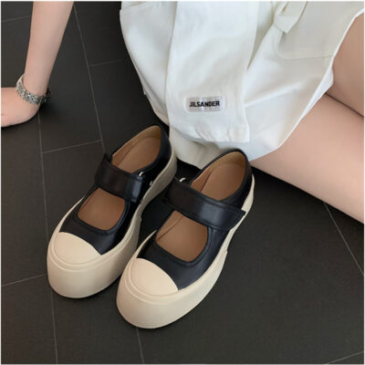 [sheii Su Yinyin] em yêu ~ Mary Jane giày đơn muffin canvas giày nhỏ màu trắng giày đế dày nữ mùa hè