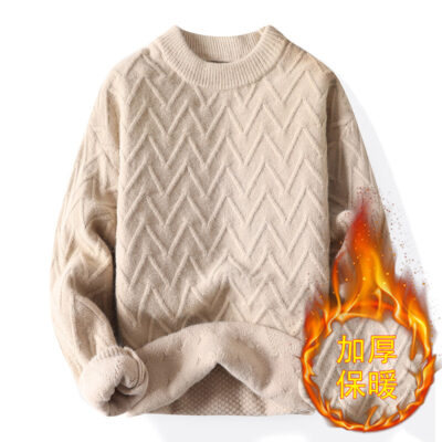 T.GUO thu đông xu hướng phong cách Hàn Quốc mới cá tính cổ tròn cộng áo len lông cừu nam thời trang phù hợp áo len phong cách Hồng Kông