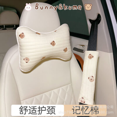 Gối Tựa Đầu Ô Tô Gối Cổ Mùa Hè Ghế Ins Gió Hoạt Hình Dễ Thương Dây An Toàn Trang Trí Vai Nữ