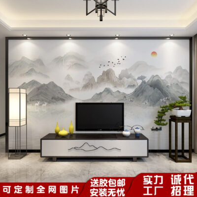 Trung Quốc Mới Giấy Dán Tường Phong Cảnh Tranh Phong Cảnh Treo Tường TV Phòng Khách Nền Treo Tường Giấy Dán Tường Phòng Trà Ghế Sofa Văn Phòng Treo Tường