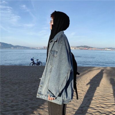 Áo khoác denim nam quần áo mùa thu hợp thời trang mùa thu dáng rộng nam 2023 áo thu đông áo khoác denim