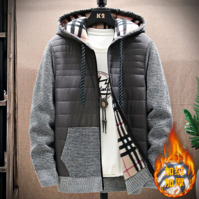 Mùa Thu Đông Nam Nỉ Dày Dặn Trung Niên Và Cao Tuổi Ấm Có Mũ Áo Len Áo Khoác Cardigan Size Lớn Rời Hợp Thời Trang Trẻ Trung